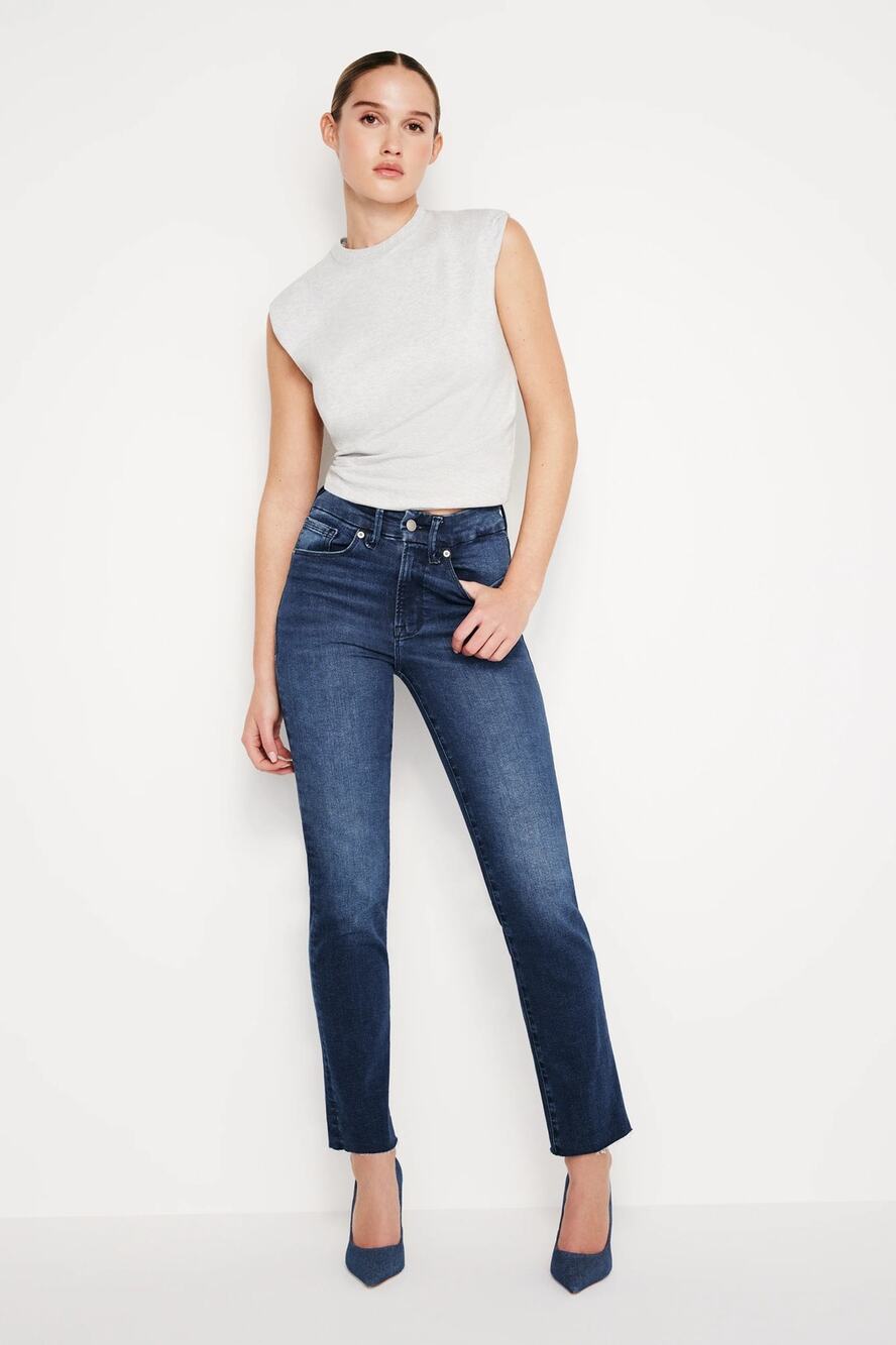 Good American Always Fits Good Classic Slim Straight Jeans Sz 00-4